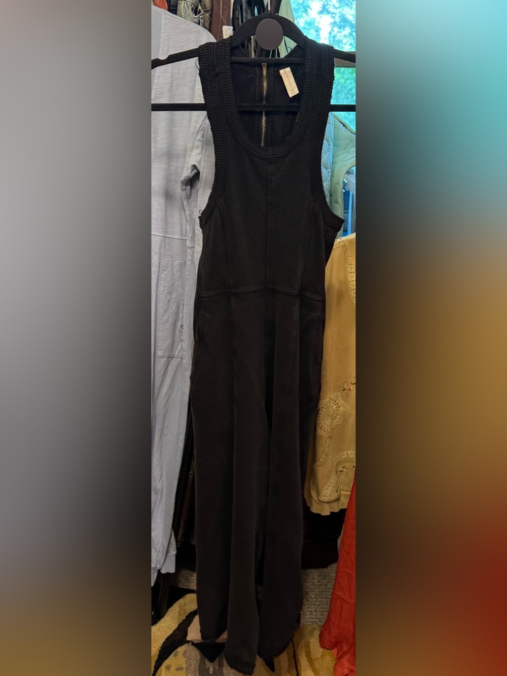 NWOT Anthropologie Daily Practice Horizon Wide-Leg Knit Jumpsuit - black - XSP - Picture 7 of 9
